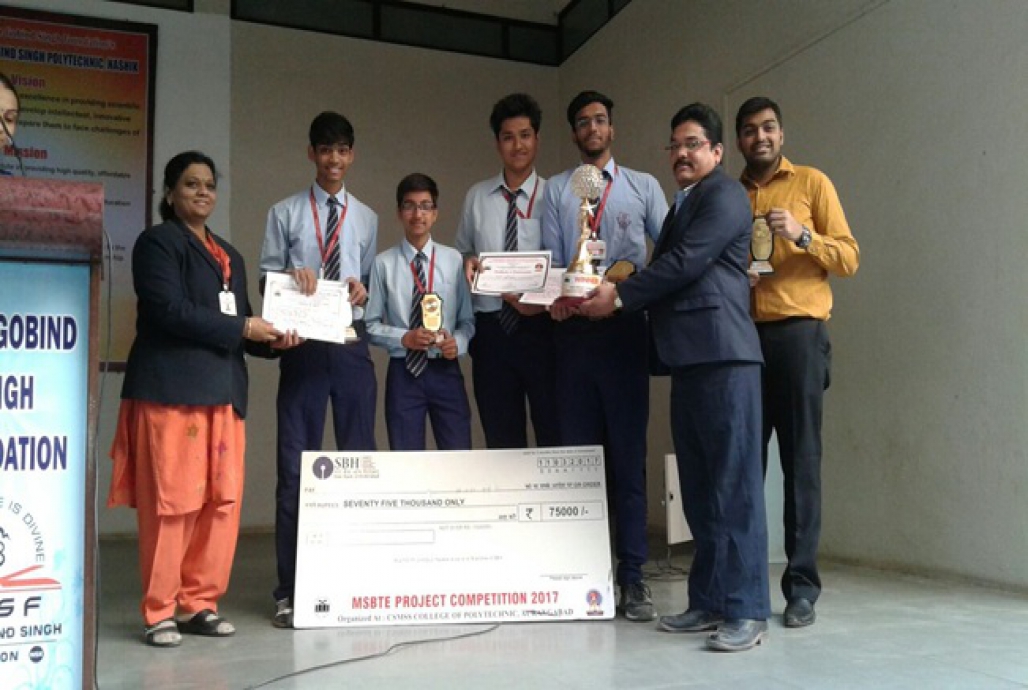 TYME Students Achieved First Prize of 75000/- in state level Project competition Sponsored by MSBTE